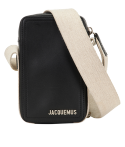 La Cuerda Vertical Messenger, Leather, Blk/Cream, MIT, DB, 2*